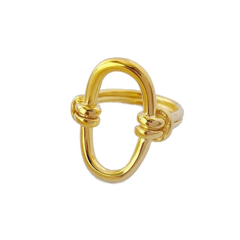 แหวนเหล็กไทเทเนียมเรียบง่ายเชือกปมแหวนเครื่องประดับแฟชั่นสแตนเลส