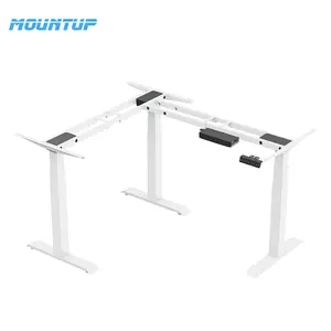 MOUNTUP Cadre de bureau debout Triple moteur en forme de L électrique 3 pieds de bureau debout