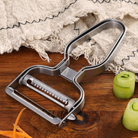 Stapelbare opbergbare roestvrijstalen 2-in-1 groente- en fruitschiller, aardappelschiller, julienne-snijder, keukenhulpje