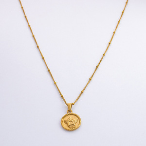 Collier pendentif tendance en acier inoxydable plaqué or 18 carats avec breloque pièce d'ange, chaîne de clavicule, cadeau pour femme - Product Image 4