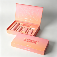 Boîte personnalisée de luxe avec fermeture magnétique, insert en papier imprimé avec logo, couleur unie rose, avec aimant pour l'emballage