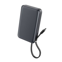 Batterie externe 10000mAh avec câble USB-C intégré, écran numérique circulaire LED, charge rapide PD 35W