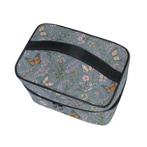 Elegante Bolsa de Cosméticos con Diseño Floral de Mariposas, Organizador de Artículos de Aseo de Viaje Grande con Correas Elásticas, Estuche Portátil para Guardar Maquillaje - Product Image 4