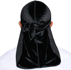 Durag en velours supérieur - Durags en velours doux pour hommes et femmes, longues sangles doubles larges, doublure en velours soyeux, <span class=keywords><strong>triple</strong></span> couture - Product Image 4