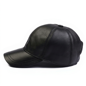 Casquette de baseball en cuir noir Hatsquare, casquette en cuir pour femme, casquette de baseball ajustable pour homme, cadeau de Noël pour femme - Product Image 1