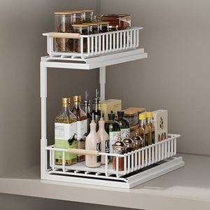 2-Tier <b>Pull</b> <b>Out</b> Under Sink Organizer and Storage Sliding Storage Shelves <b>Kitchen</b> Bathroom Cabinet Closet Organization Rack - Product Image 6