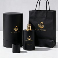 Botol Parfum Kaca 100ml Logo Kustom Kelas Atas, Botol Semprot Hitam Matte untuk Kemasan Parfum Mewah