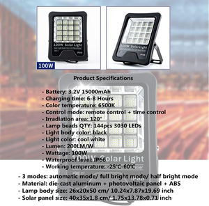 Projecteur LED Solaire Extérieur Industriel Étanche IP65 pour Jardin - Vente en Gros - Product Image 3