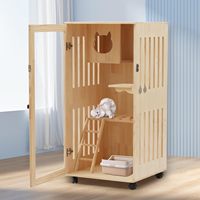 Maisonnette pour chat d'intérieur en bois, grande enclos pour chat d'intérieur avec roulettes, idéale pour chats domestiques et cafés pour chats - Vente chaude