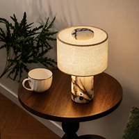 Lampe de table post-moderne en marbre naturel avec veilleuse à induction et interrupteur tactile pour chambre, bureau et hôtel