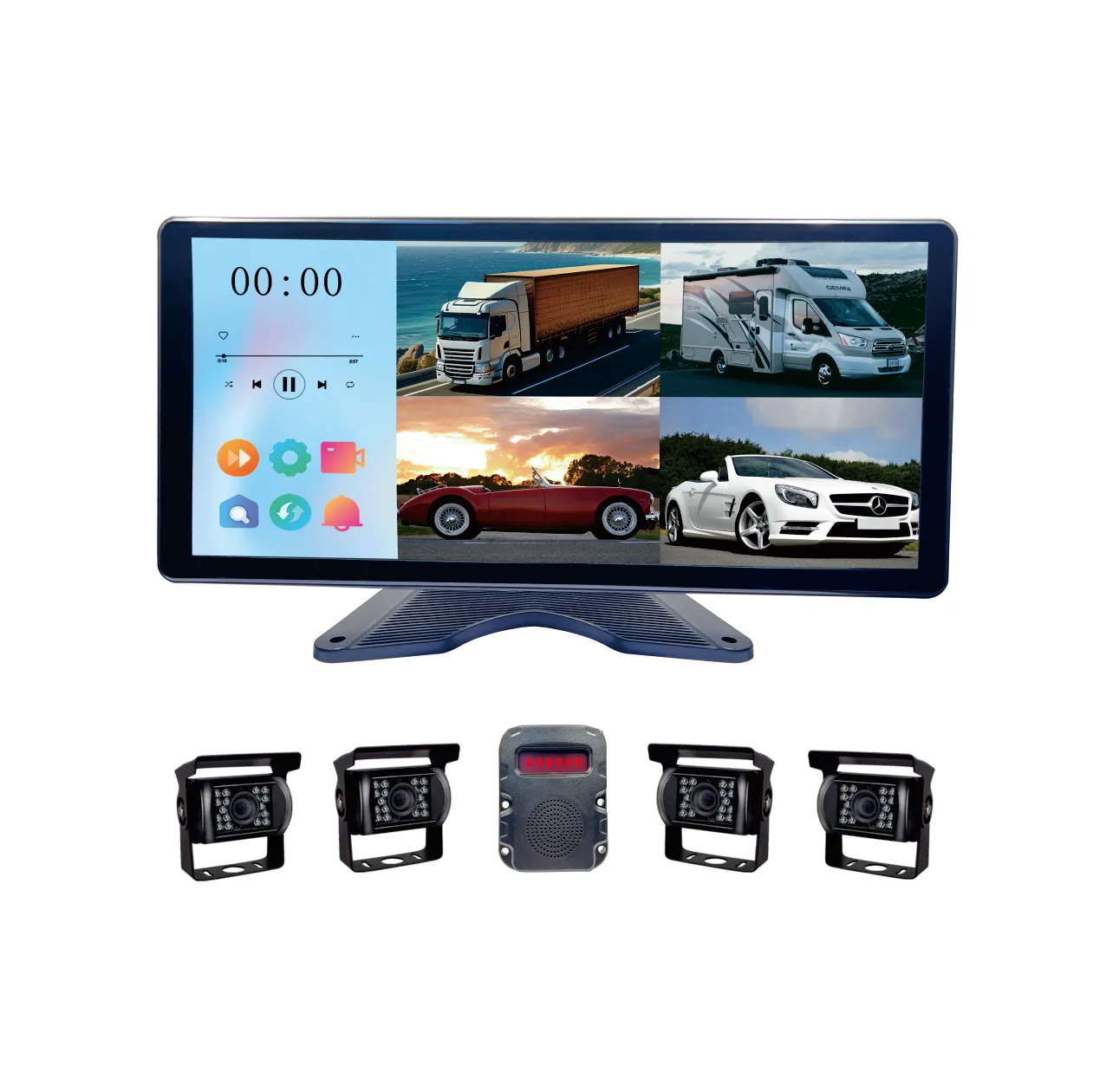 10.36 inch HD monitor quad view motion detect alarm car truck bus cars reversing image display dash camera system