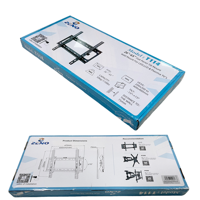 T114 OEM ODM BULK SALE Fixed TV Wall Mount for 26-65 Inch Screens 50kg Load Capacity VESA 100x100 400x400mm Tv Bracket