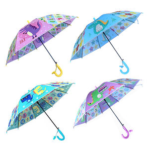 Payung Anak YS-6016 Lurus POE 19 inci Motif Dinosaurus Lucu Warna Senada Gagang J dengan Peluit Payung POE untuk Anak-Anak - Product Image 1