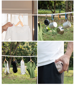 <span class=keywords><strong>Corde</strong></span> à <span class=keywords><strong>linge</strong></span> de voyage rétractable <span class=keywords><strong>corde</strong></span> à <span class=keywords><strong>linge</strong></span> Portable réglable coupe-vent Camping ligne de séchage porte-vêtements robuste - Product Image 6