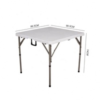 Table pliante carrée portable en PEHD blanc moulé par soufflage, idéale pour l'extérieur – Meilleure vente