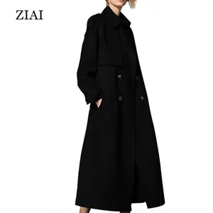 फैशन नई डबल-पक्षीय ऊनी कोट महिलाओं के लिए डबल छाती लंबी सर्दियों कश्मीरी ऊन कोट