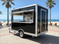 Remolque de Comida Auténtico de Fibra de Vidrio para Tacos con Parrilla Giratoria Trompo, Plancha y Mesa de Preparación, Resistente al Óxido, para Dulces, Frituras y Comida Callejera Latina