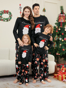 2025 đỏ đen giáng sinh đồ ngủ gia đình phù hợp với đồ ngủ Xmas Bộ đồ ngủ hoho Santa clause Pyjama gia đình giáng sinh Bộ đồ ngủ - Product Image 3