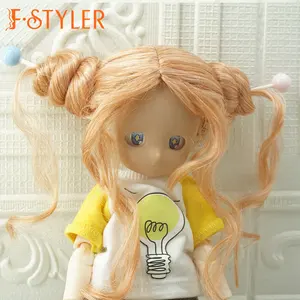 FSTYLER Wig sintetik Mohair kepang rambut boneka aksesoris pabrik Wig boneka grosir penjualan jumlah besar untuk BJD 1/4 1/3 1/6