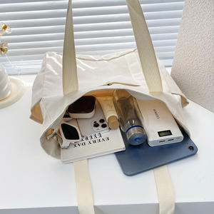 大容量ファッションキャンバトートバッグジッパー留めと2つのハンドル30x15x40cm通勤と学生用 - Product Image 4