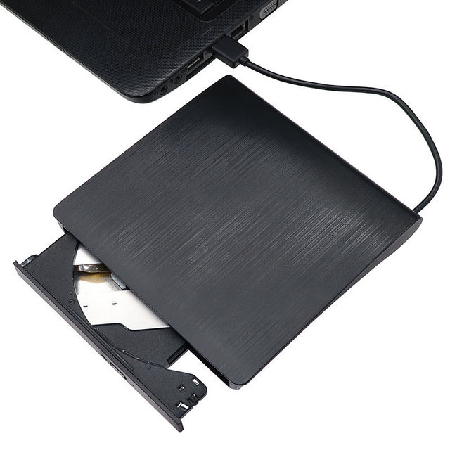 USB 3.0 External Optical Drive Portable for DVD RW CD Writer Card Reader & Player with Plastic Construction for Laptop Use