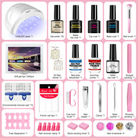 Kit de manucure 70 pièces avec vernis à ongles gel 35 couleurs, outils, capsules d'ongles, base sans acide, lampe UV/LED, logo personnalisé, marque privée, vente en gros