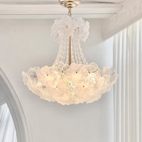 Lámpara de Techo de Hierro con Pétalos de Flores de Estilo Romántico Francés, Lámpara LED Moderna de Lujo para Dormitorio o Sala de Estar