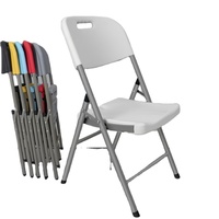 Chaise pliante élégante et moderne en HDPE noir avec pieds en acier au carbone pour jardin, terrasse, usage domestique, résistante aux UV, robuste, facile à nettoyer