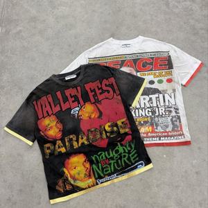 Camiseta Vintage de Algodón 100% Tejido Grueso con Estampado Gráfico Personalizado DTG, Lavado Ácido, Corte Holgado y Diseño Recortado Oversize para Hombre - Product Image 2