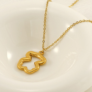 Zogxin Titanium Steel Hollow Bear Necklace 18K Gold Plated Animal Pendant Clavicle Chain For Women Gift Jewelry - Product Image 3