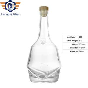 Botella de licor de cristal transparente de pedernal extra geométrica personalizada de 700ml al por mayor con base en forma de <span class=keywords><strong>V</strong></span> para whisky <span class=keywords><strong>Gin</strong></span> Vodka Spirits - Product Image 2