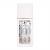 Boîte cadeau personnalisée en carton mat blanc, à couvercle coulissant, deux pièces, avec fenêtre frontale et ligne dorée rose pour capsules d'ongles, vente en gros