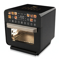 Horno de Vapor y Freidora de Aire RAF R.5151 de 12L con Interior de Acero Inoxidable 304, Cocción en Aire de 80 a 200°C y Cocción en Vapor a 100°C, Electrodoméstico Negro