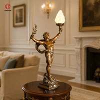 Lampe de table en bronze coulé, sculpture d'ange, lampe statue de déesse ailée, lumière décorative artistique vintage pour la maison, le bureau et le salon