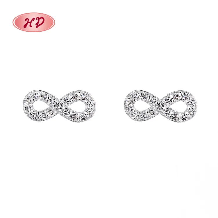 S925 Joyas De Plata Infinite Cross Women Huggie Stud Hoop Diamonds Earrings 925 Sterling Silver