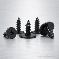 Vis autotaraudeuses Phillips à tête micro plate de précision, droites, M0.8-M4, en acier inoxydable SS304, oxyde noir, pour l'électronique OEM