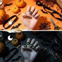 Autocollants lumineux pour ongles d'Halloween, en PET, imperméables, motif fantôme et toile d'araignée, pour décoration DIY des ongles, style Europe et Amérique