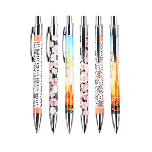 Factory Wholesale 1.0mm Wide <b>Retractable</b> Metal Ballpoint <b>Pens</b> Full Color Print Cheap Logo <b>Pens</b> for Promotional Writing - Product Image 1