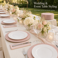 Assiette de présentation PP de 13 pouces, or rose, bord perlé, sous-assiette décorative pour mariages, banquets, hôtels, fêtes et événements
