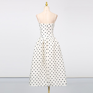 Le nouveau modèle 2026 se vend bien. Robe Chanson <span class=keywords><strong>Paris</strong></span> Morning, nouvelle arrivée, taille cintrée, imprimé à pois, robe élégante à la française - Product Image 4