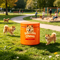 Friandises personnalisées OEM pour animaux de compagnie au saumon, riches en Oméga 3 EPA DHA, pour une peau saine, un pelage brillant et une fonction cardiaque optimale chez les chiens de petite, moyenne et grande taille.