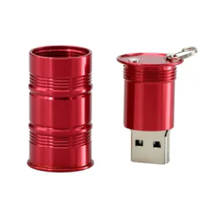 Waterproof Oil drum shape USB pendrive Sublimation Lanyard With Metal USB Disk for Promotion gift