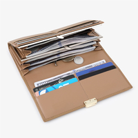 Dompet Panjang Wanita Tailian High-End, Sederhana, Anti Air, Bahan PU, Motif Geometris Eropa Timur, Kancing Poliester, Untuk Penggunaan Sehari-hari