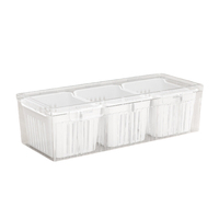 Boîte de rangement en plastique à 3 compartiments avec panier intérieur drainant et couvercle rabattable, organisateur de réfrigérateur pour la cuisine