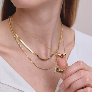 Bijoux pour femmes, collection Saint-Valentin, acier inoxydable, collier avec boîte en forme de cœur rouge 18K, lettre d'amour ouvrable, accessoires - Product Image 1