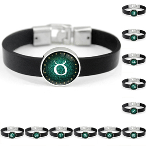 Earie Gemini <span class=keywords><strong>Cancro</strong></span> Leo Virgo Bilancia Scorpione Sagittario Capricorno Acquario Pisces Segno zodiacale <span class=keywords><strong>Oroscopo</strong></span> in vera pelle bracciale - Product Image 3