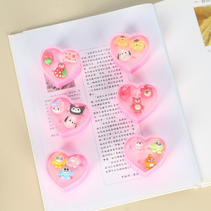Cartoon Ring Set For Kids Plastic Jewelry <b>Box</b> Heart Shape Gift For Girls Birthday Present Pattern Mix And <b>Match</b> - Product Image 3