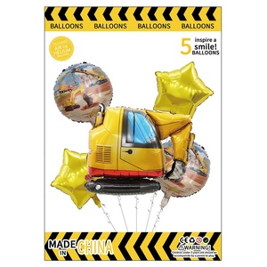 ชุดฟิล์มอลูมิเนียมรถของเล่น5ชิ้น, รถเครนรูปการ์ตูนบอลลูนรถยกรถยก - Product Image 6