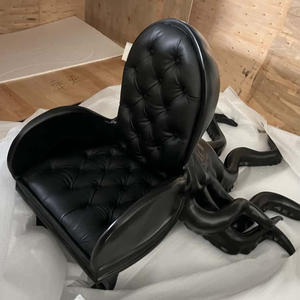 เก้าอี้ทรงปลาหมึกไฟเบอร์กลาสทันสมัย ML08 หุ้มหนังสีดำ สำหรับห้องนั่งเล่น วิลล่า อพาร์ทเมนท์ ห้องรับประทานอาหาร โรงแรม โซฟาต้อนรับ รูปทรงประติมากรรม - Product Image 3