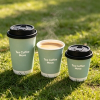 Duurzame, op maat bedrukte papieren bekers met dubbele wand (8oz, 12oz, 16oz) met deksel voor warme en koude koffie, thee, sap en meeneemmaaltijden.